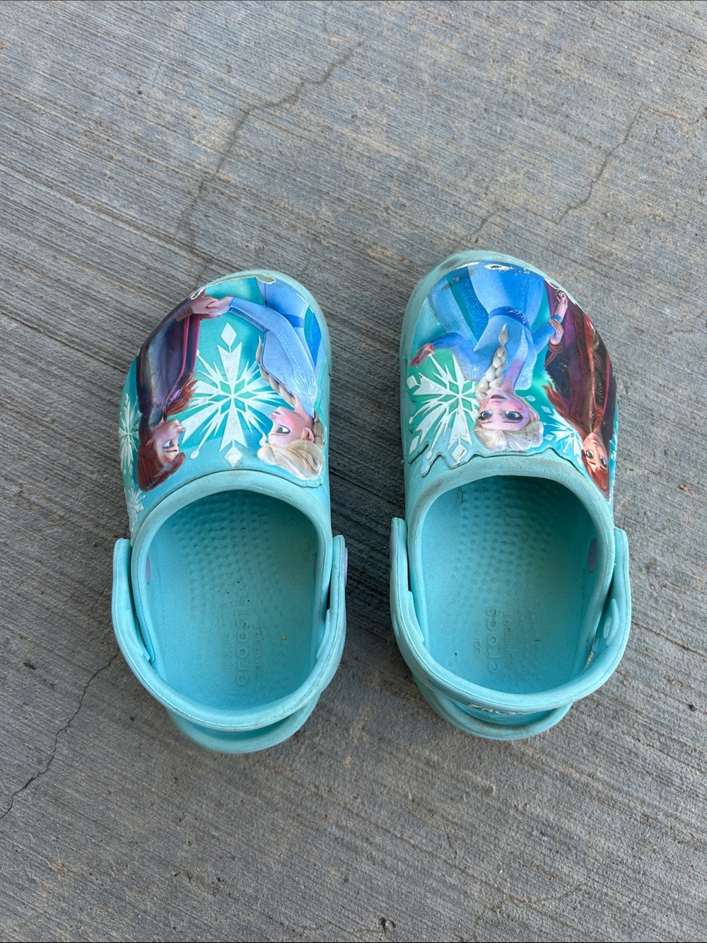 Kids Light Blue Frozen-Themed Slip-On Crocs